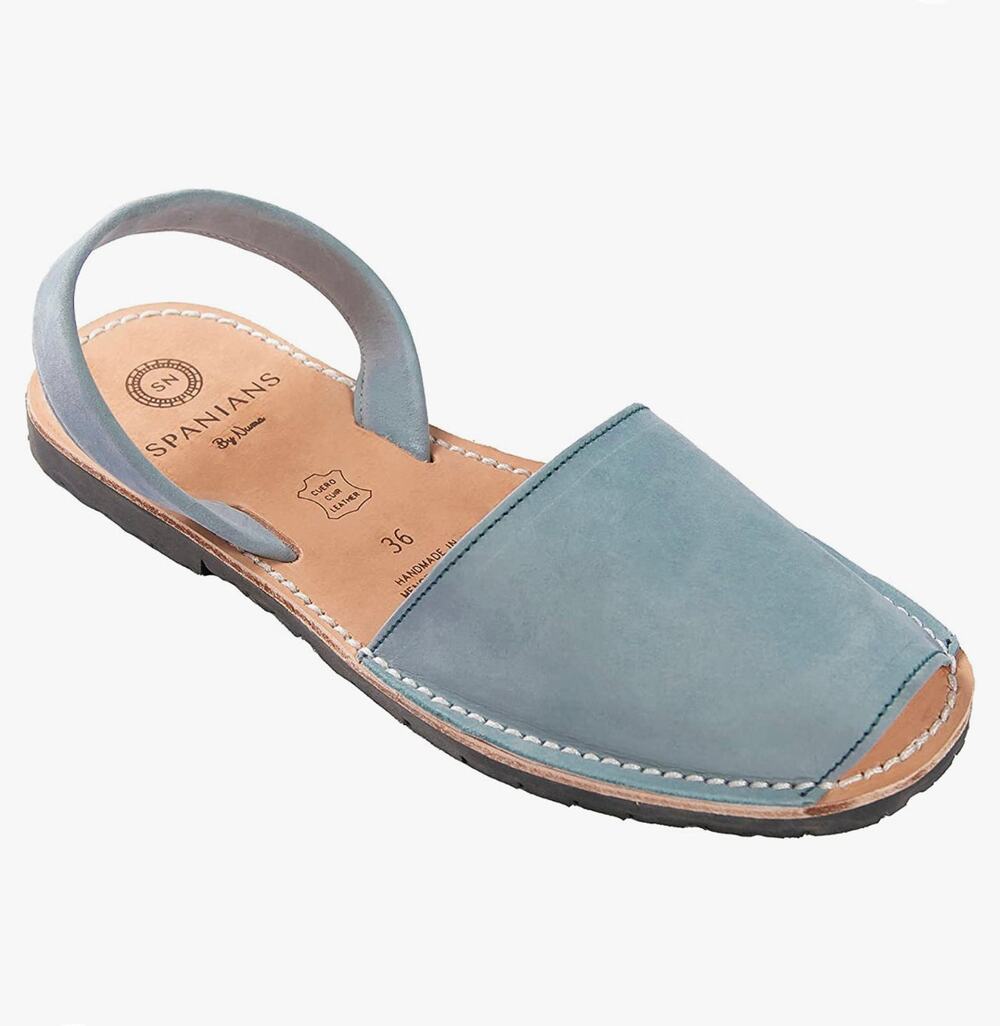 Leather Flat Sandals Vintage Blue | Handmade in Spain | Lightweight Sole